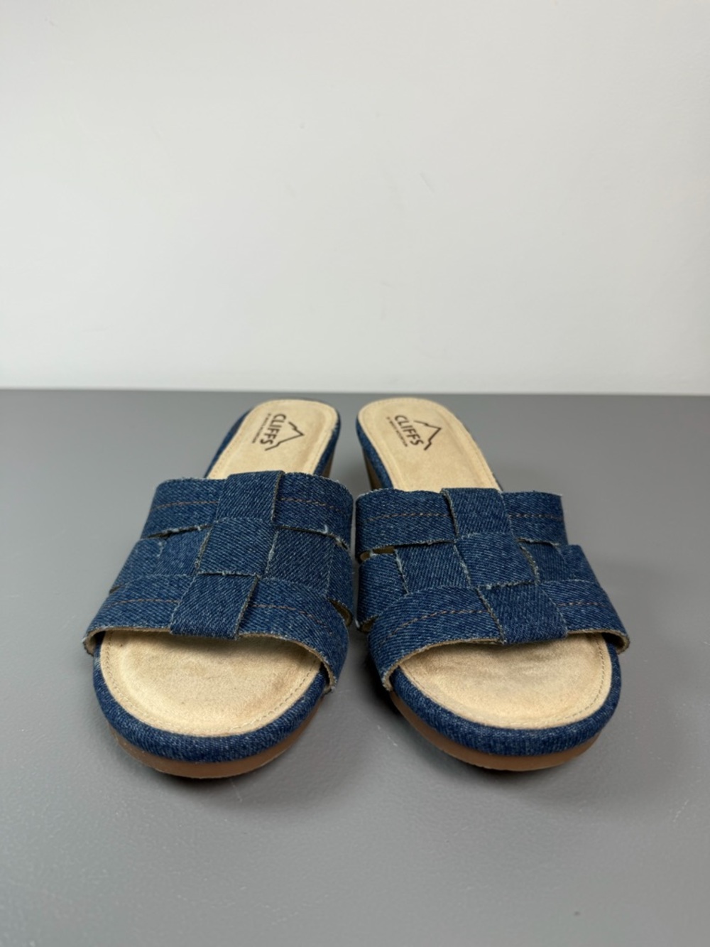 Cliffs by White Mountain Candyce Dark Blue Denim Women's Wedge Sandals-Sz 6.5 - Picture 6 of 12